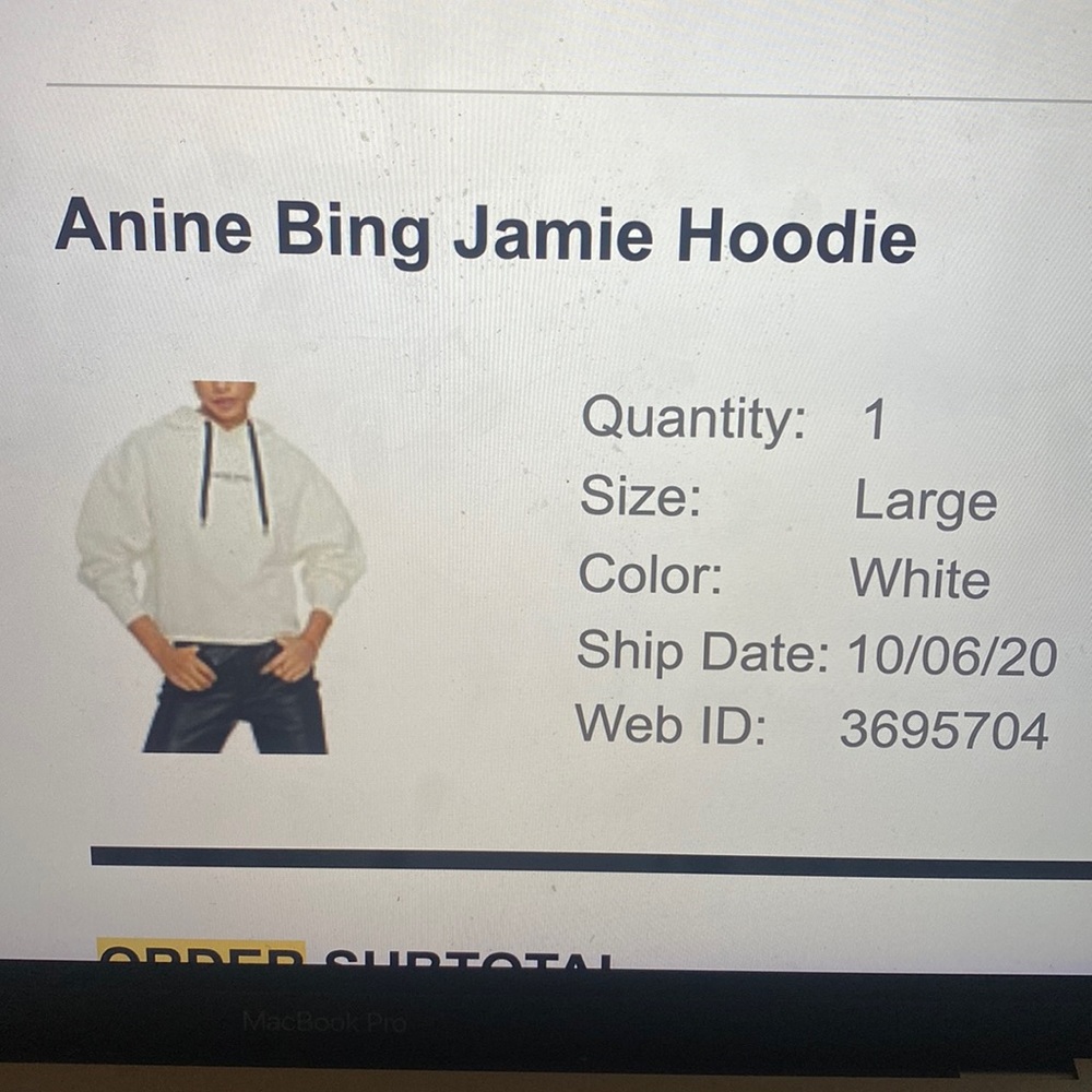 Anine Bing Jamie Hoodie in white